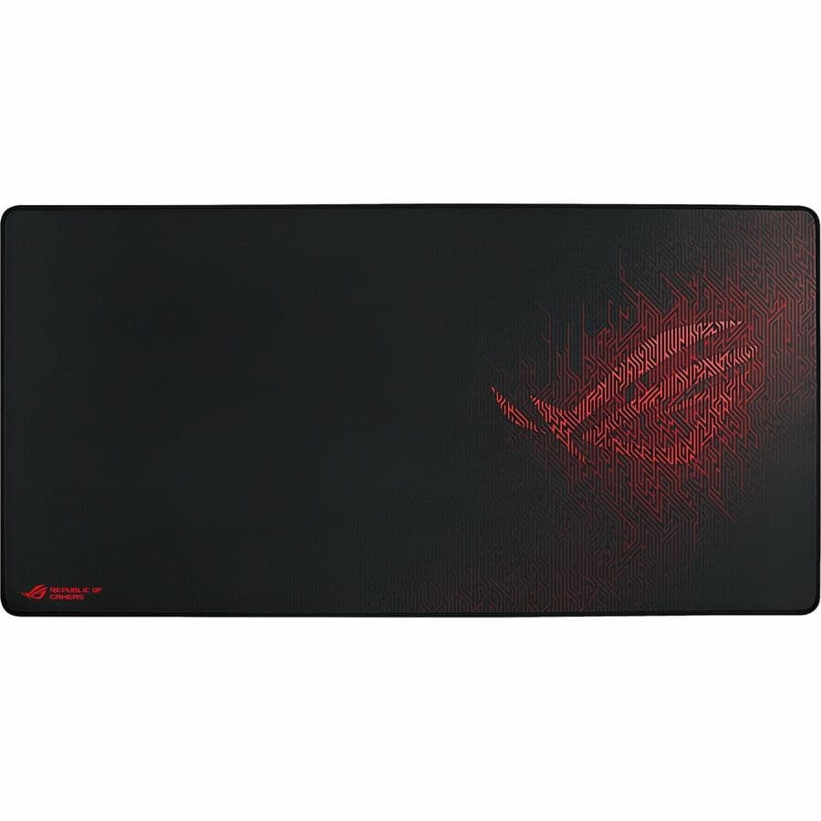 ASUS ROG Sheath large textured gaming mouse pad with stitched edges on desk