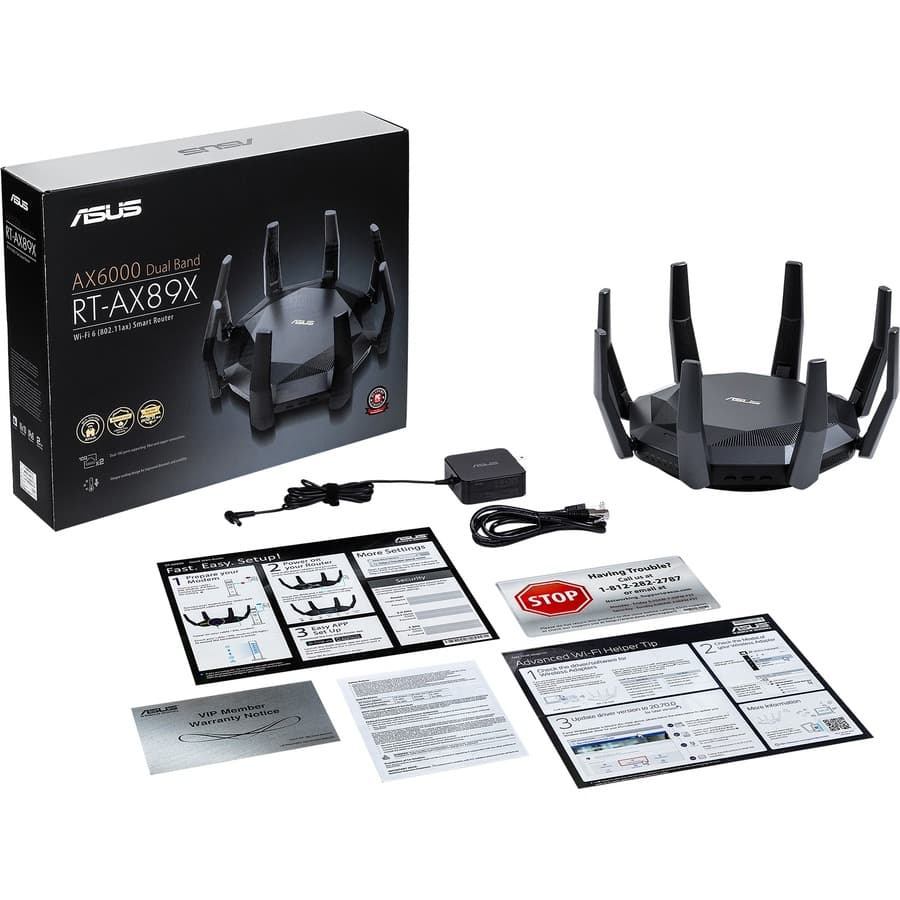 ASUS RT-AX89X AX6000 dual band WiFi 6 router with dual 10G ports and 8 LAN ports
