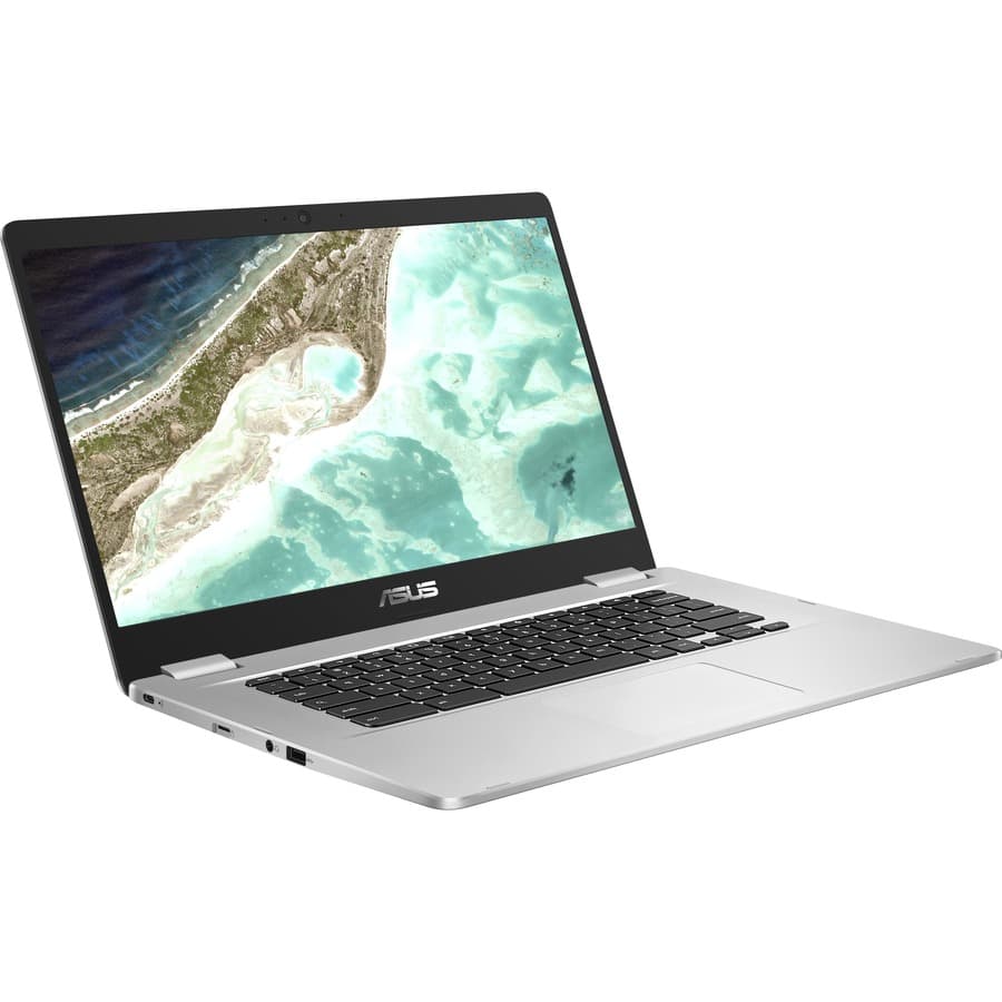 ASUS Chromebook C523NA-IH44F silver laptop with 15.6-inch display and ChromeOS