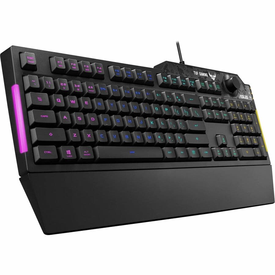 ASUS RA04 TUF GAMING K1 RGB KEYBOARD, DEDICATED VOLUME KNOB, SPILL RESISTANCE, S view 8