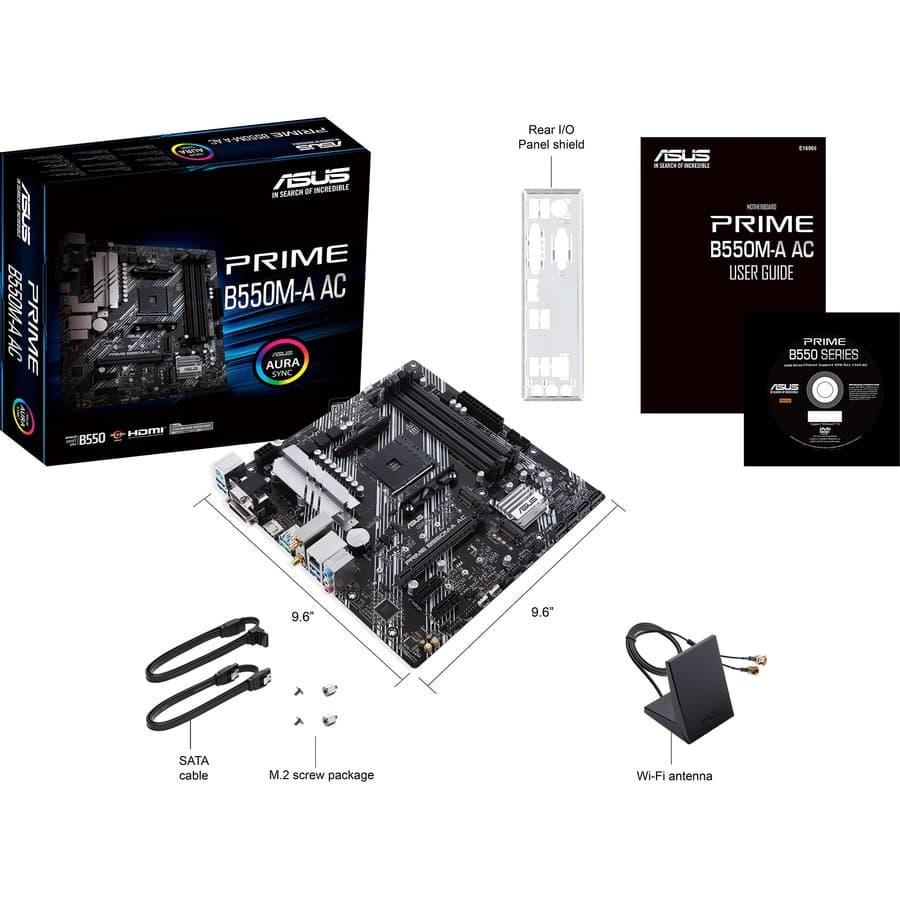 ASUS PRIME B550M-A AC microATX AM4 motherboard with PCIe 4.0 and dual M.2 slots