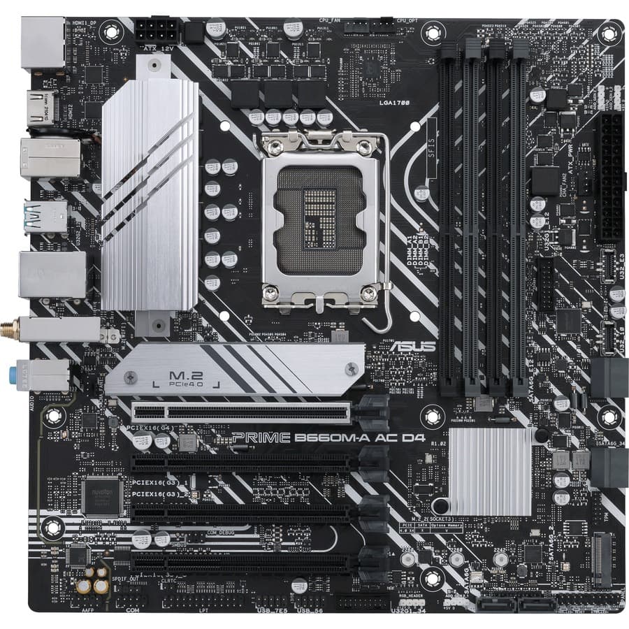 ASUS PRIME B660M-A AC D4 micro-ATX motherboard for Intel DDR4 business desktops