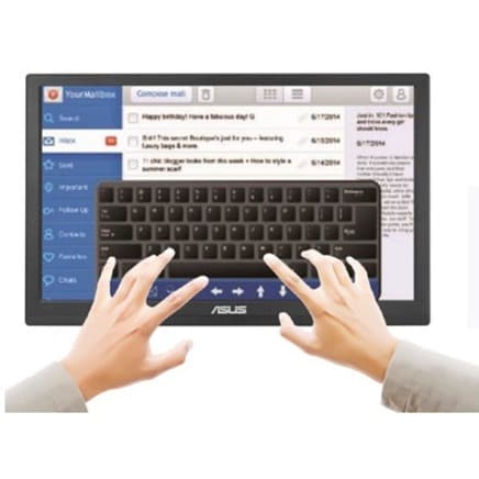 ASUS VT168HR 15.6-inch touch monitor with 10-point touch, HDMI and VGA ports, and VESA mount support