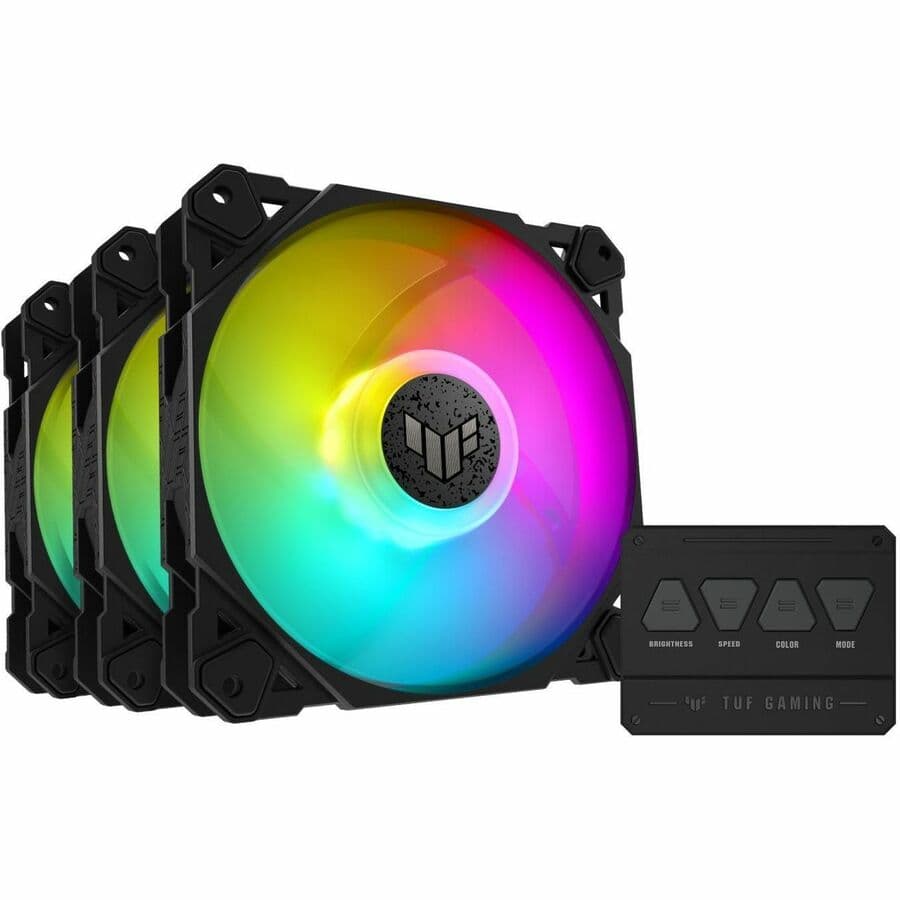 ASUS TUF Gaming TF120 ARGB 120 mm chassis fan with PWM control and addressable RGB lighting