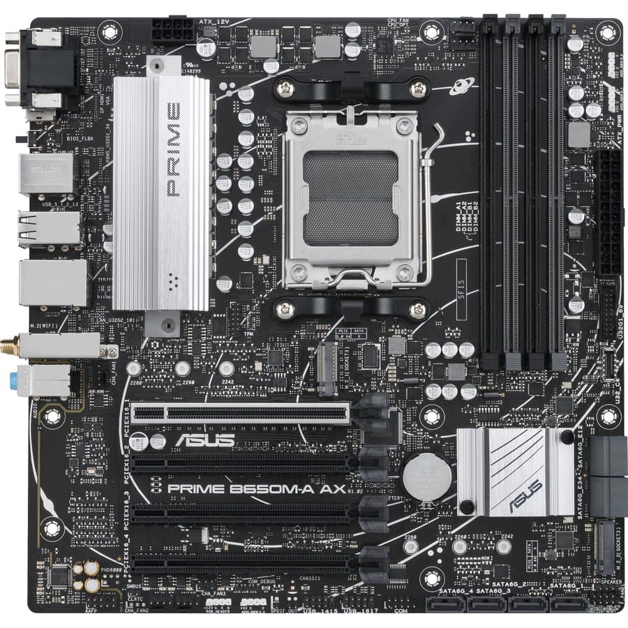 ASUS PRIME B650M-A AX Micro-ATX AM5 motherboard with integrated Wi‑Fi 6