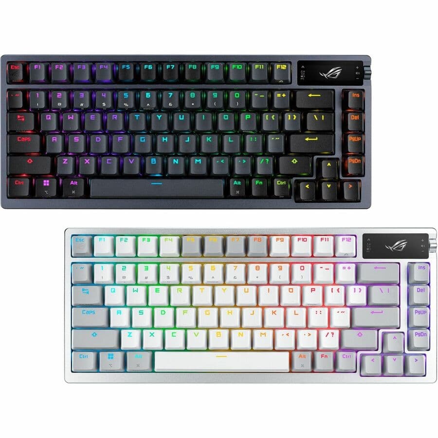 ASUS ROG Azoth wireless 75% keyboard in black with OLED display and PBT keycaps