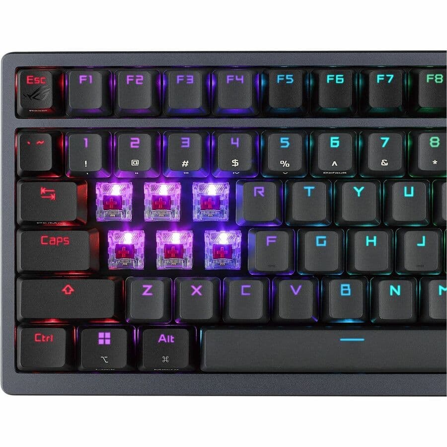 ASUS ROG Azoth 75% wireless mechanical keyboard with OLED display, PBT keycaps, and RGB lighting