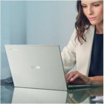 ASUS 14-inch Chromebook Plus Enterprise 2-in-1 laptop with touchscreen and silver finish