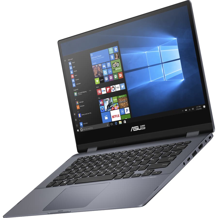 ASUS TP412UA-DB71T 2-in-1 convertible laptop in Star Grey metal with touchscreen
