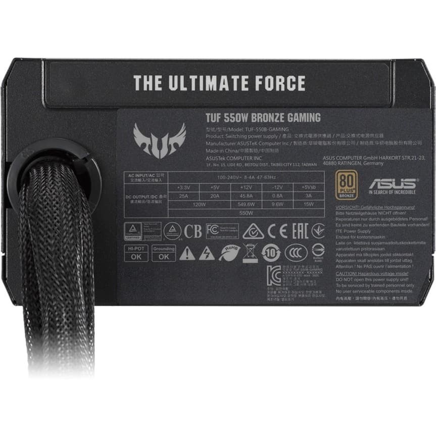 ASUS TUF Gaming 550B 550W Bronze internal power supply with axial-tech fan