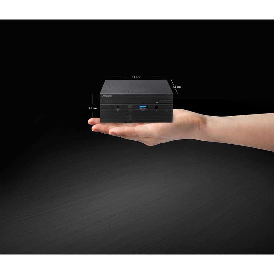 ASUS PN62S mini PC in black with Intel Core i7, HDMI 2.0, and Gigabit Ethernet for business use