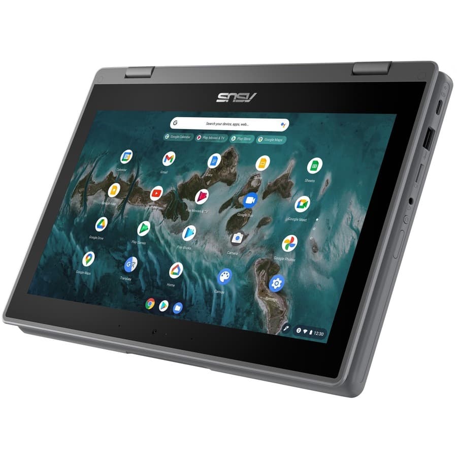 ASUS Chromebook Flip CR1100FKA-YZ142T-S in grey with 11.6-inch HD touchscreen and convertible 2-in-1 design