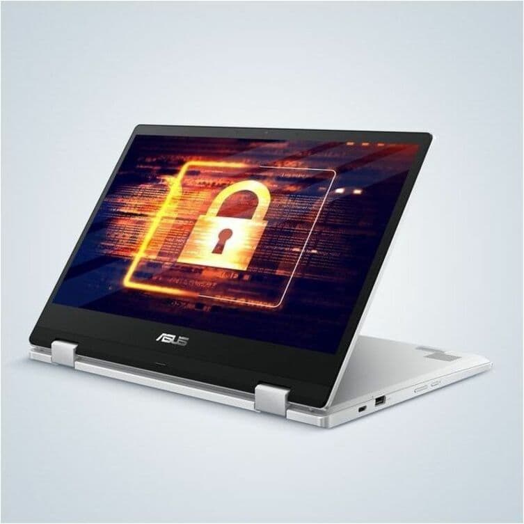 ASUS Chromebook Enterprise Flip CX1400FKA-GE84FT silver convertible laptop with 14-inch Full HD touch display