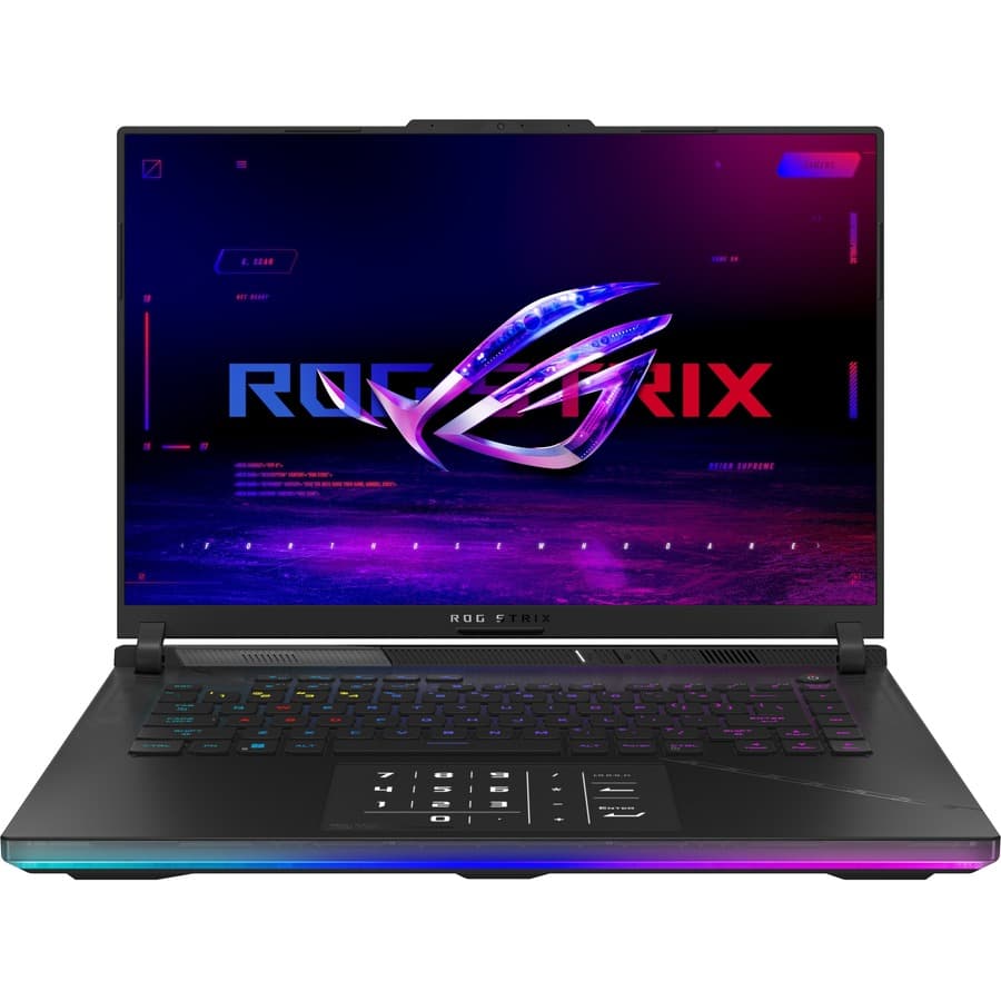 ASUS ROG Strix gaming laptop with Intel Raptor Lake Core i9, NVIDIA RTX 16 graphics, and Windows 11 Pro