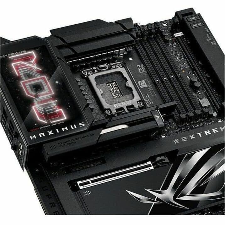 ASUS ROG MAXIMUS Z890 EXTREME E-ATX motherboard with 5-inch LCD screen and Intel Z890