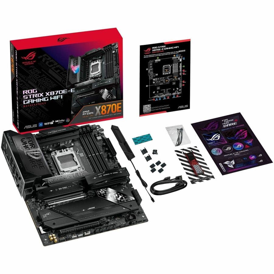 ASUS ROG Strix X870E-E Gaming WiFi ATX motherboard with DDR5 support and WiFi 7