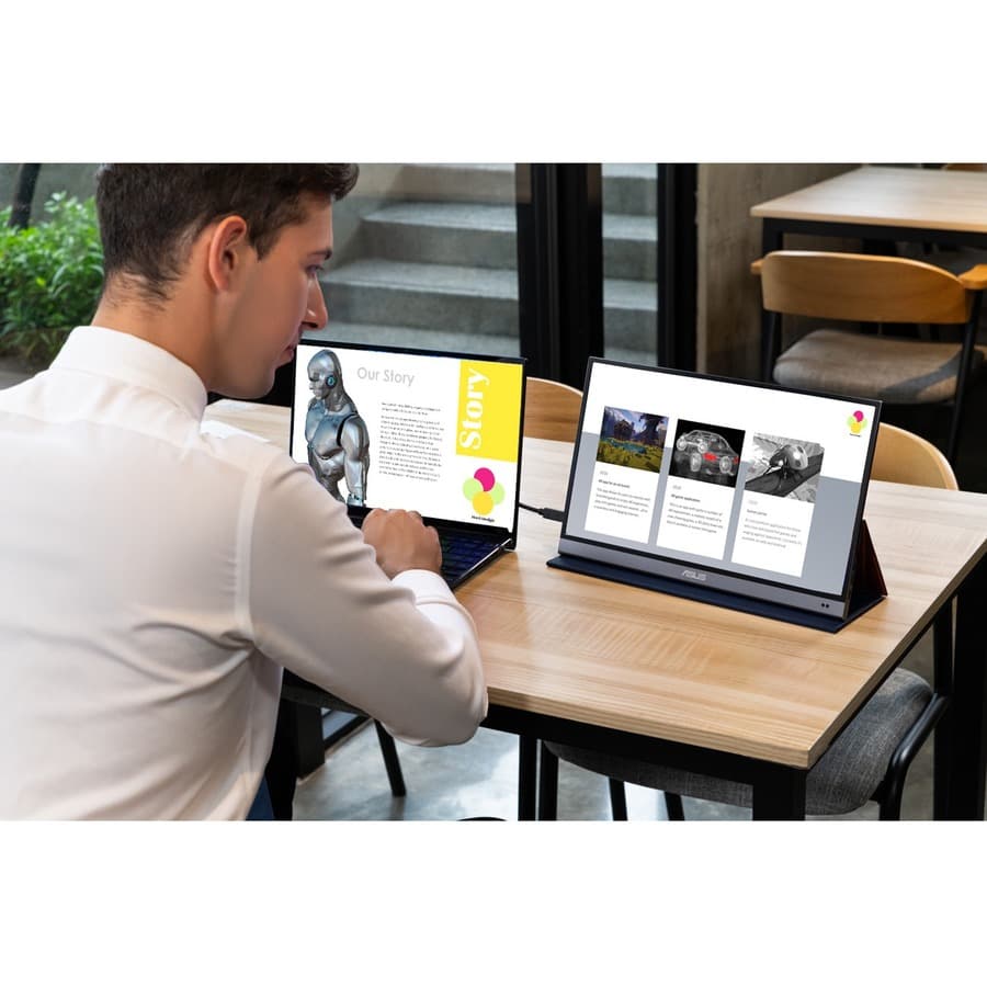 ASUS MQ16AH 15.6-inch portable OLED monitor with high-contrast color-accurate display