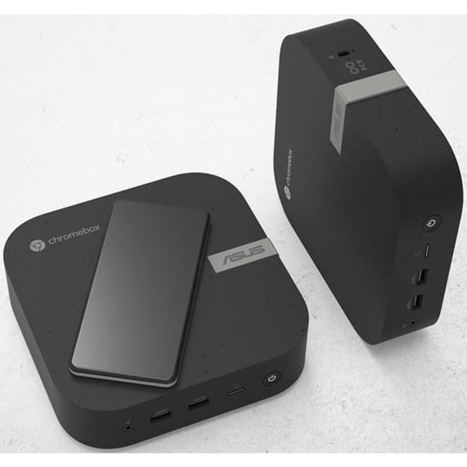 ASUS Chromebox 5 mini PC with Intel Celeron 7305, 4 GB memory, and 128 GB NVMe SSD