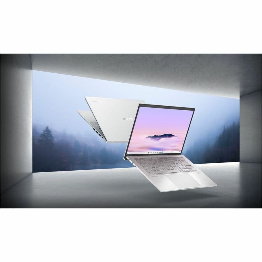 ASUS 14-inch Chromebook Plus Enterprise 2-in-1 laptop with touchscreen and silver finish