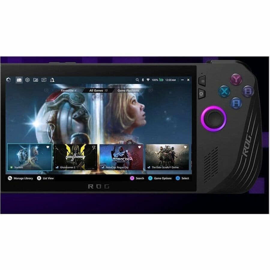 ASUS ROG Ally handheld gaming device with 7-inch Full HD touch display, Z1 Extreme processor, 24 GB memory, and 1 TB storage