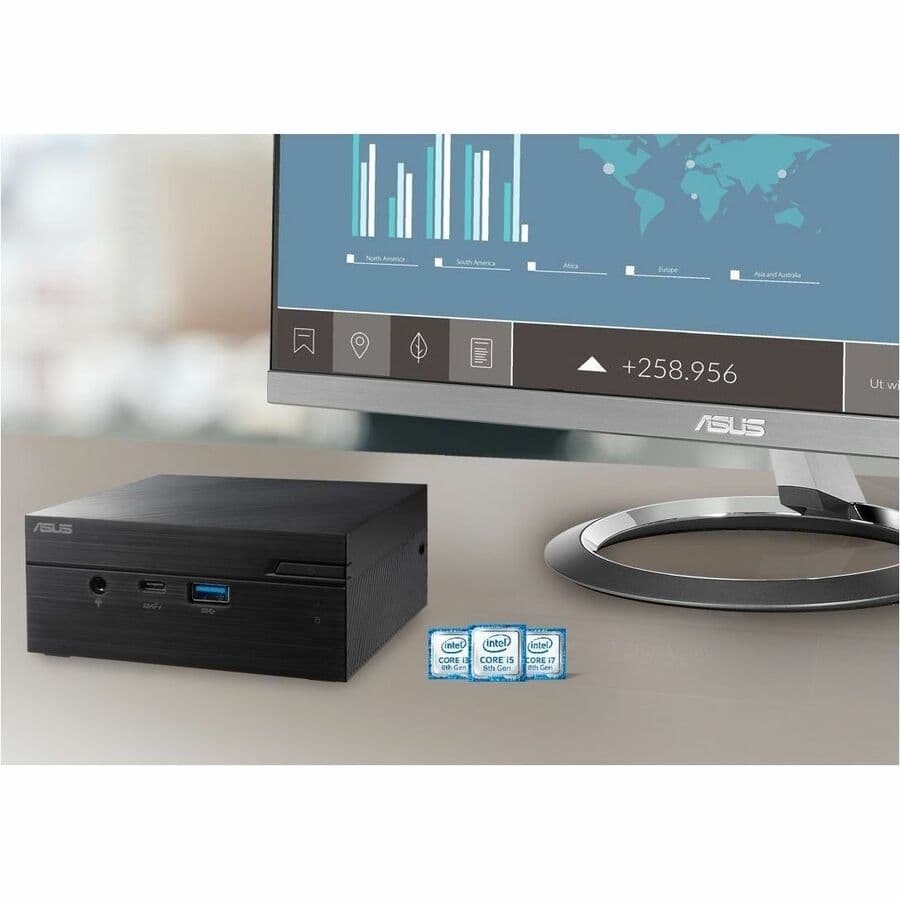 ASUS PN61 barebones small-form-factor mini PC with Intel Core i5-8265U, 4K UHD graphics, HDMI, and USB-C