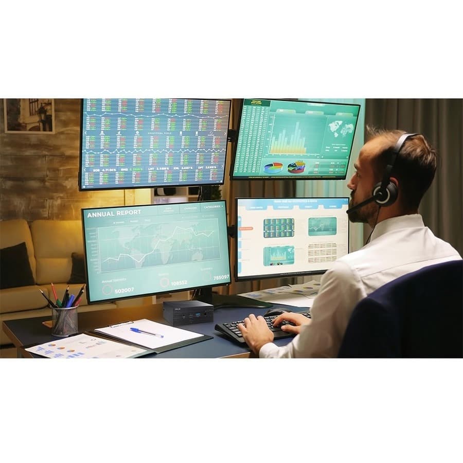 ASUS PN50 mini PC in black with AMD Ryzen 3 4300U processor for compact business deployments