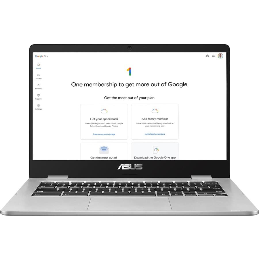 ASUS Chromebook C424MA-GE44F-P with 14-inch display, Intel Celeron 4020, 4 GB RAM, and 64 GB storage