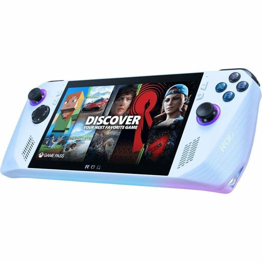 ASUS ROG Ally handheld gaming PC in white with 7.0-inch FHD touch display