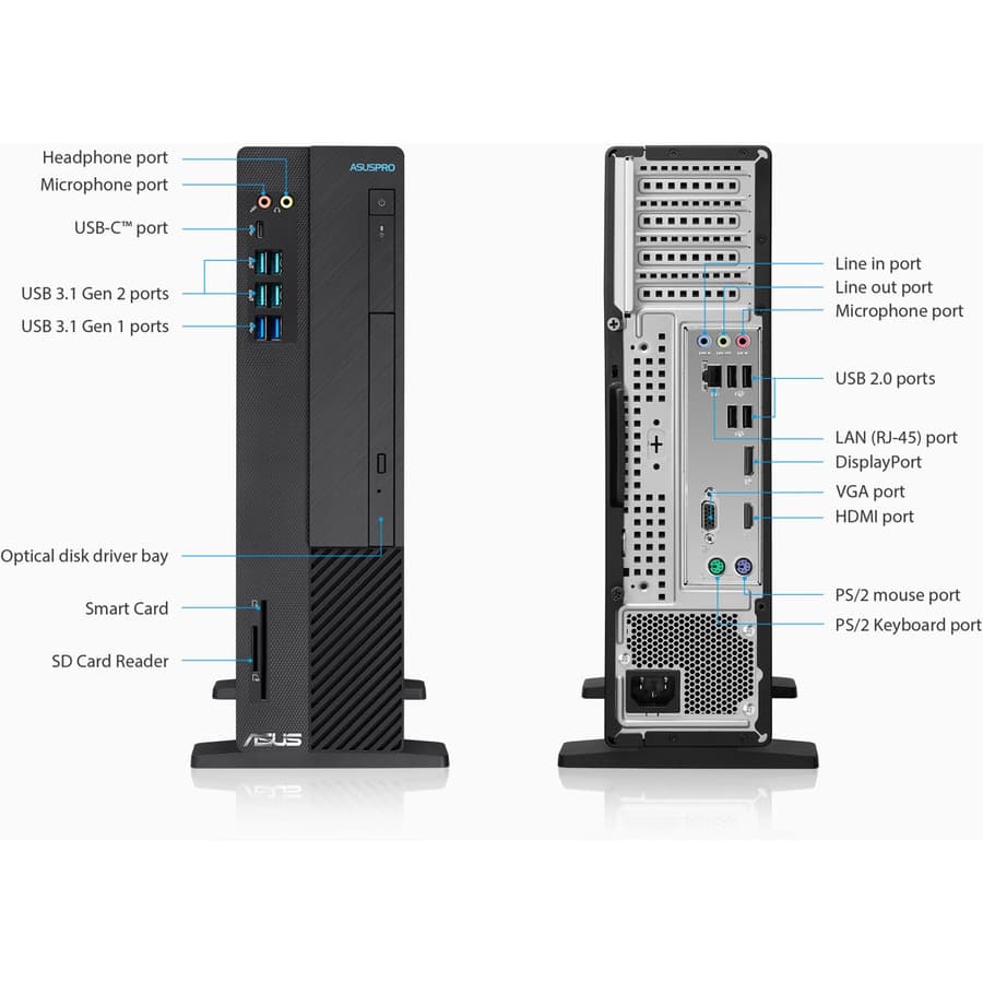 ASUS D641SC-XB501 desktop tower with Intel Core i5-9400 processor and 8 GB DDR4 memory