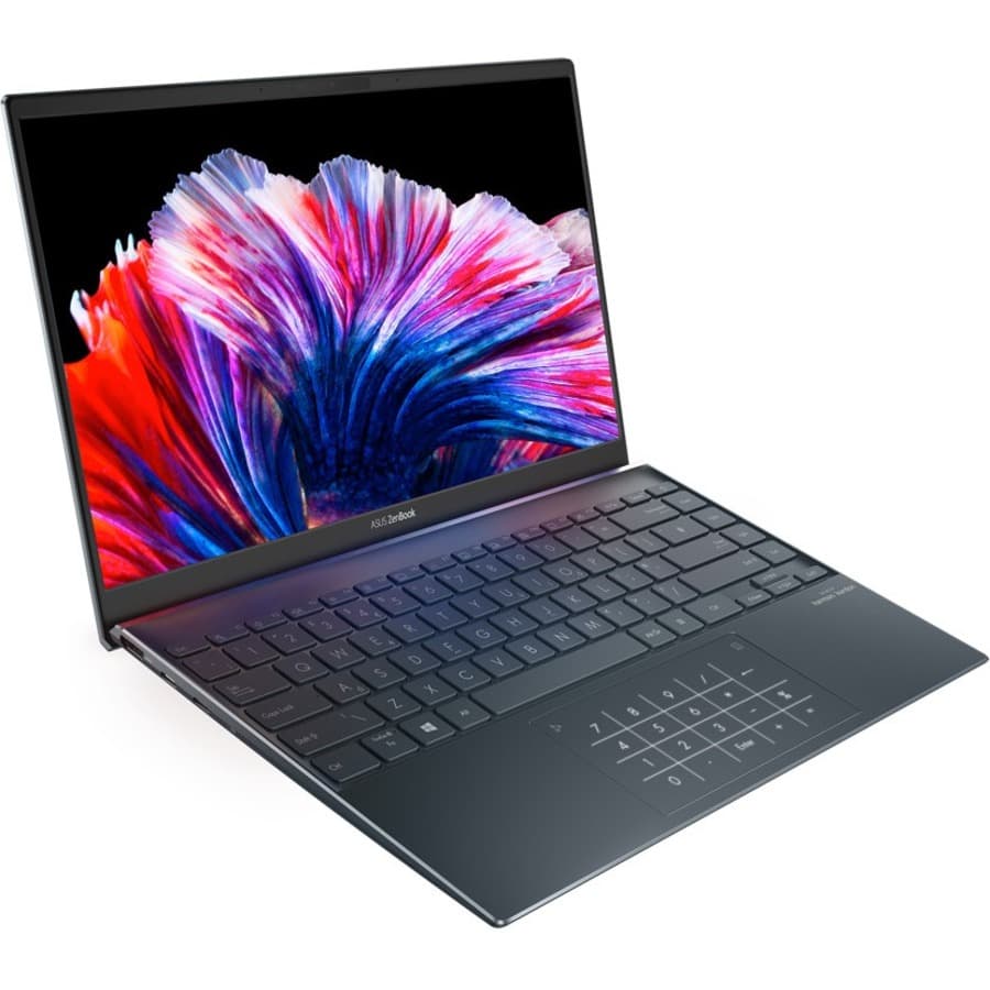 ASUS Zenbook 13 OLED ultra slim notebook with 13.3-inch display and silver chassis