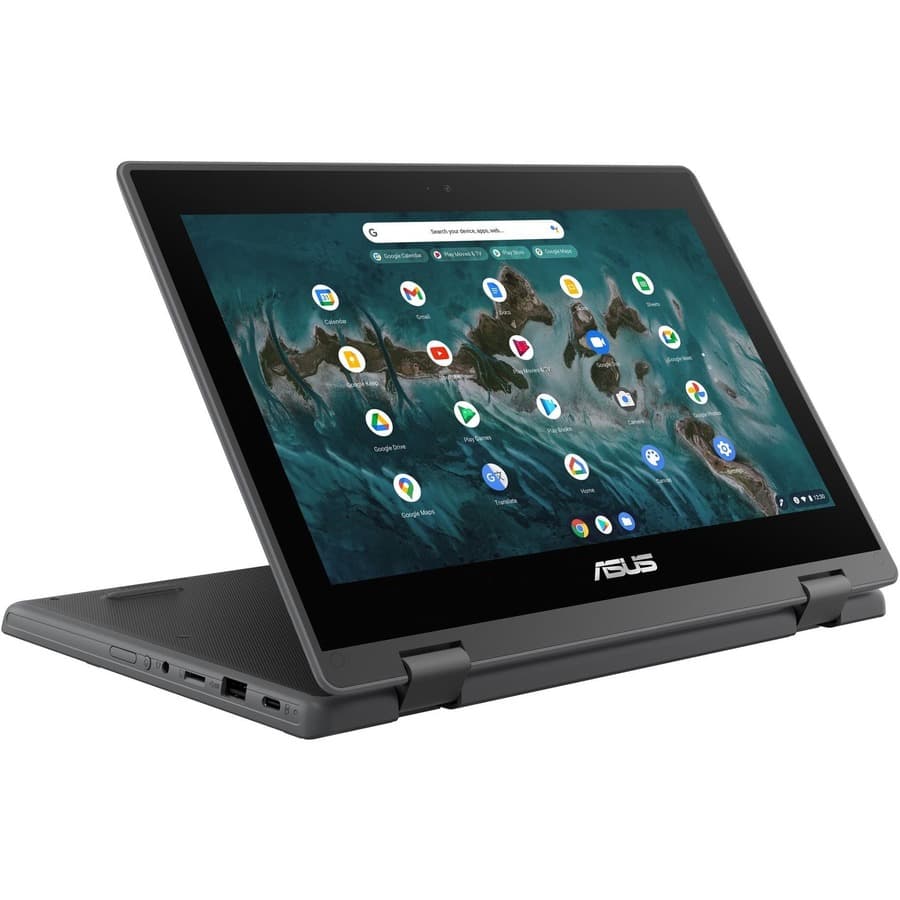 ASUS Chromebook Flip CR1100FKA-YZ142T-S in grey with 11.6-inch HD touchscreen and convertible 2-in-1 design