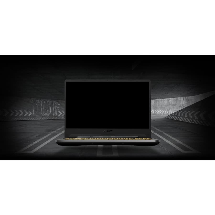 ASUS TUF Gaming 15.6-inch black laptop with Ryzen 5 7535HS, RTX 3050, 8 GB RAM, and 512 GB SSD