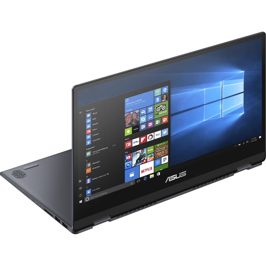 ASUS TP412UA-DB71T 2-in-1 convertible laptop in Star Grey metal with touchscreen