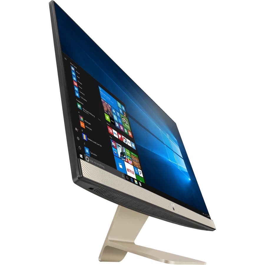 ASUS all-in-one desktop with 23.8-inch display, slim stand, and compact white chassis