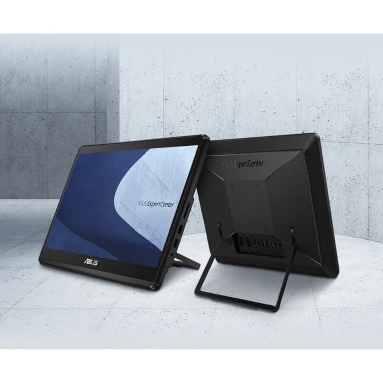 ASUS 15.6-inch all-in-one desktop with touchscreen, black finish, and compact business design