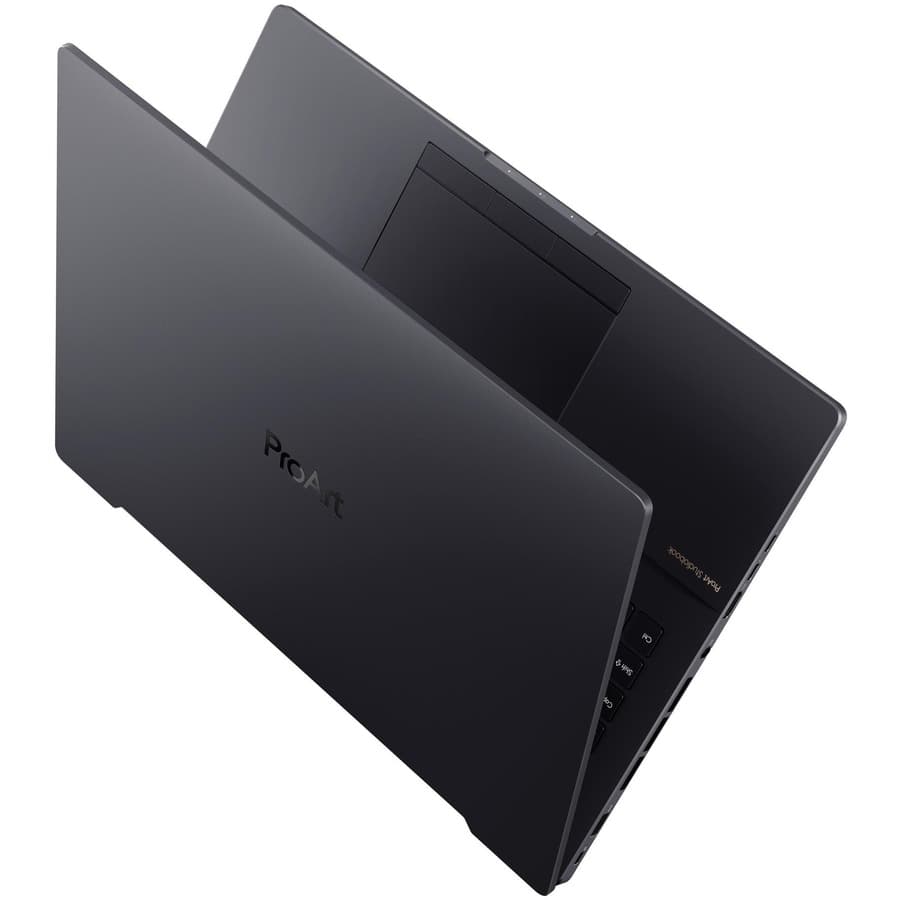 ASUS workstation laptop with 16-inch OLED WQUXGA display, Intel Core i7-12700H processor, and NVIDIA graphics