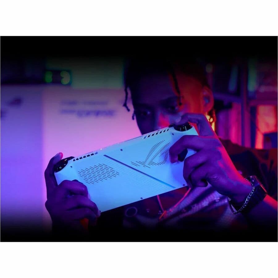 ASUS ROG Ally handheld gaming PC in white with 7.0-inch FHD touch display