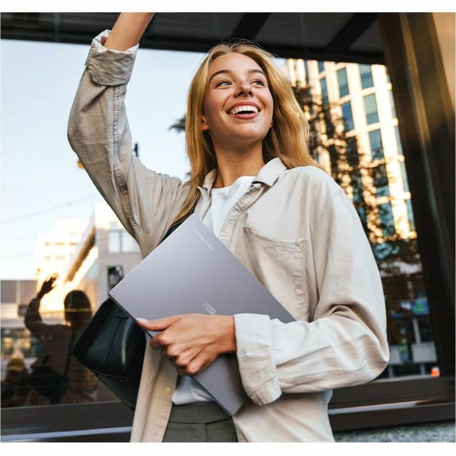 ASUS Chromebook Plus Enterprise CX3402CBA in grey with 14-inch Full HD display