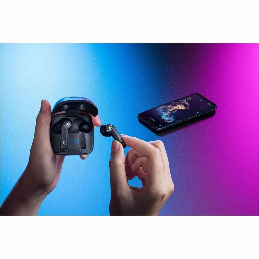 ASUS ROG Cetra TWS SpeedNova black true wireless gaming earbuds with adaptive ANC and Bluetooth 5.3