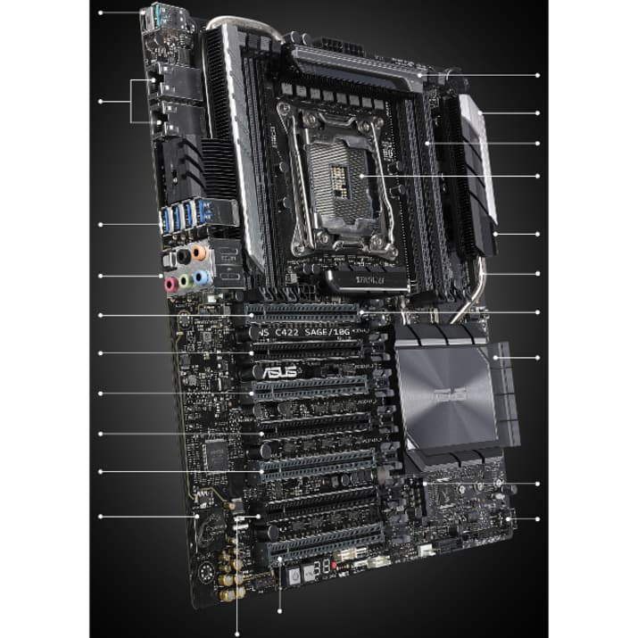 ASUS WS C422 SAGE/10G workstation motherboard with Socket 2066 and dual 10 GbE networking