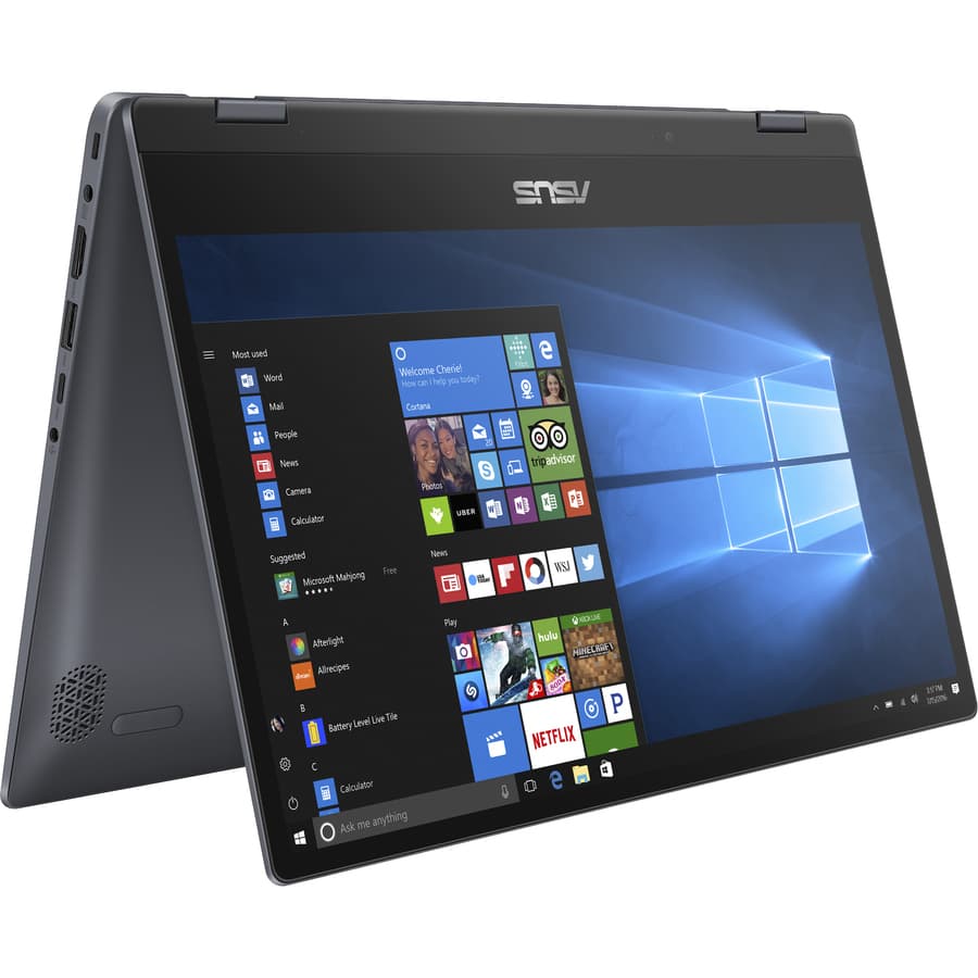 ASUS TP412UA-DB71T 2-in-1 convertible laptop in Star Grey metal with touchscreen