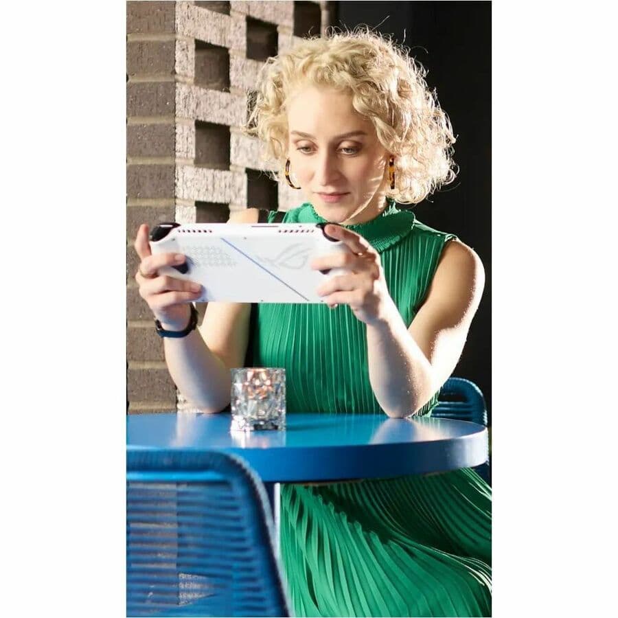 ASUS ROG Ally handheld gaming PC in white with 7.0-inch FHD touch display