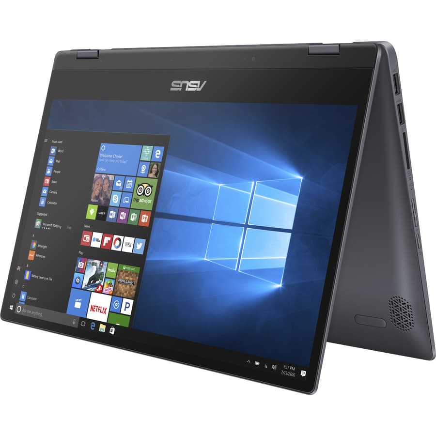 ASUS TP412UA-DB71T 2-in-1 convertible laptop in Star Grey metal with touchscreen