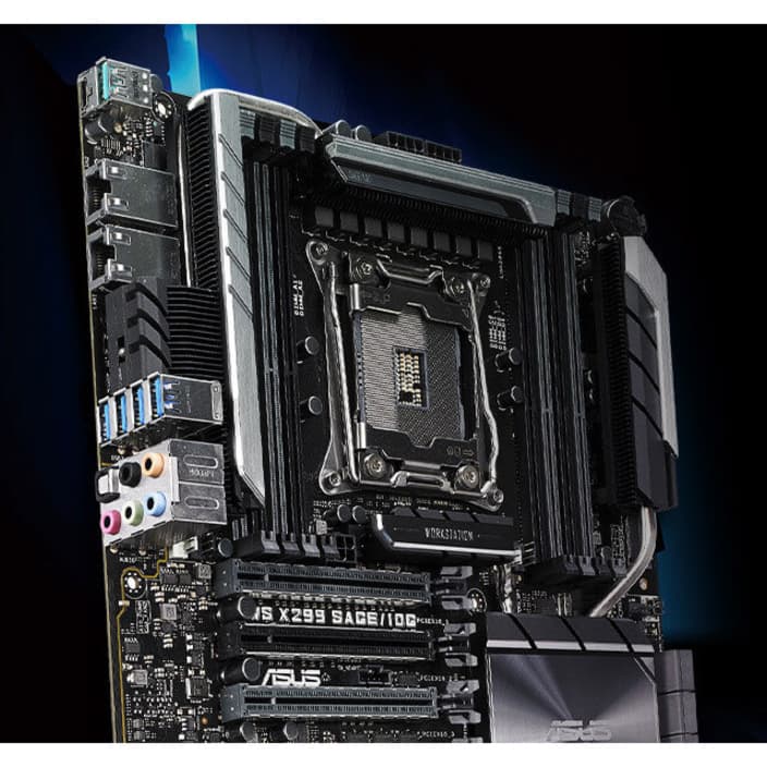 ASUS WS X299 SAGE/10G workstation motherboard with LGA2066 socket and CEB form factor