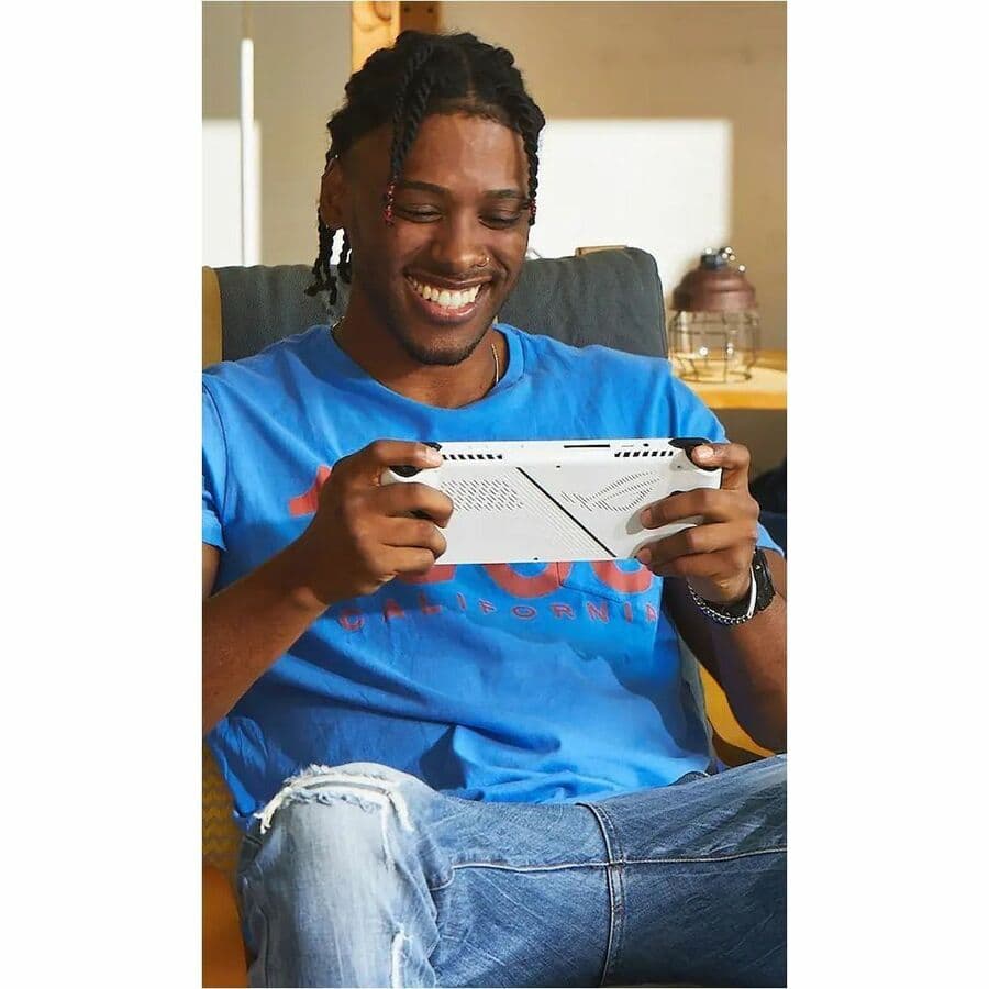 ASUS ROG Ally handheld gaming PC in white with 7.0-inch FHD touch display