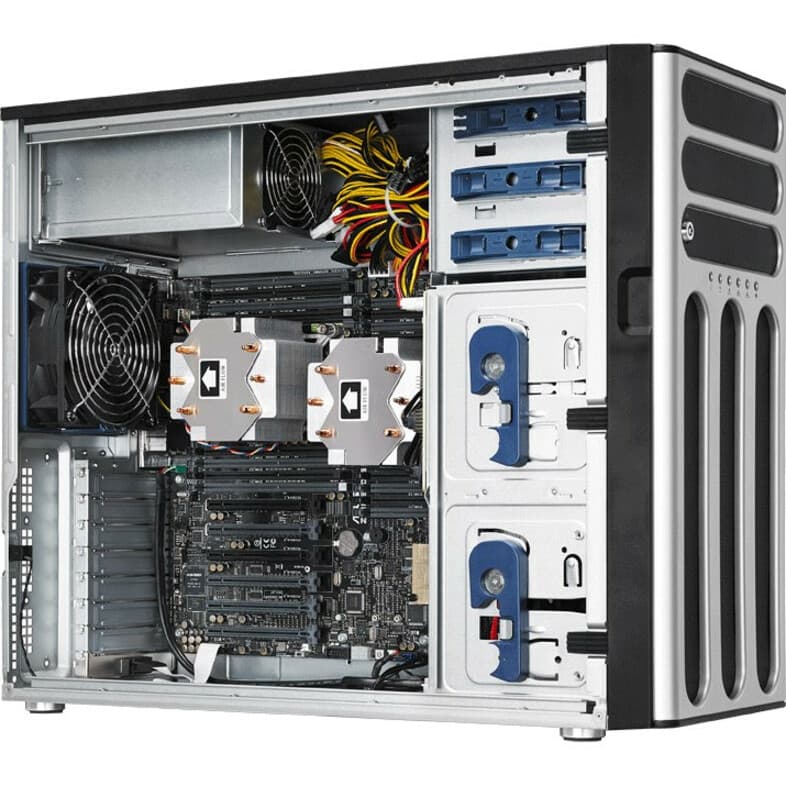 ASUS TS700-E8-PS4 V2 dual-socket tower server with 32 GB LRDIMM and 10 SATA drive bays