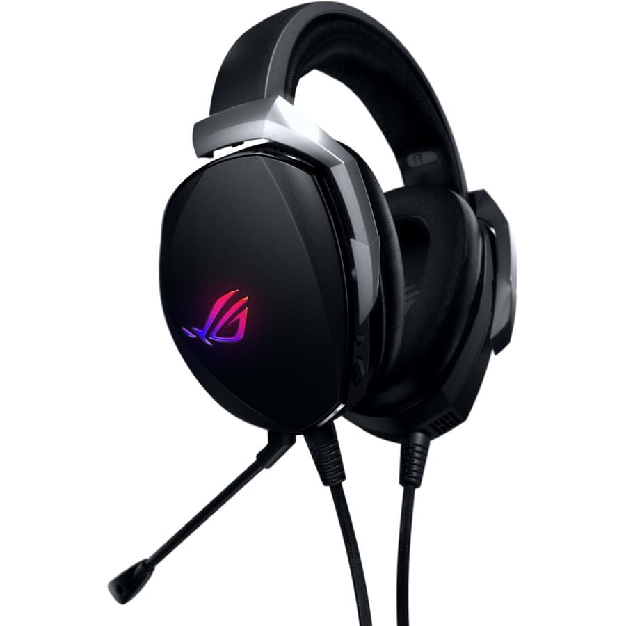 ASUS ROG Theta 7.1 USB-C wired gaming headset with over-ear cups and boom microphone