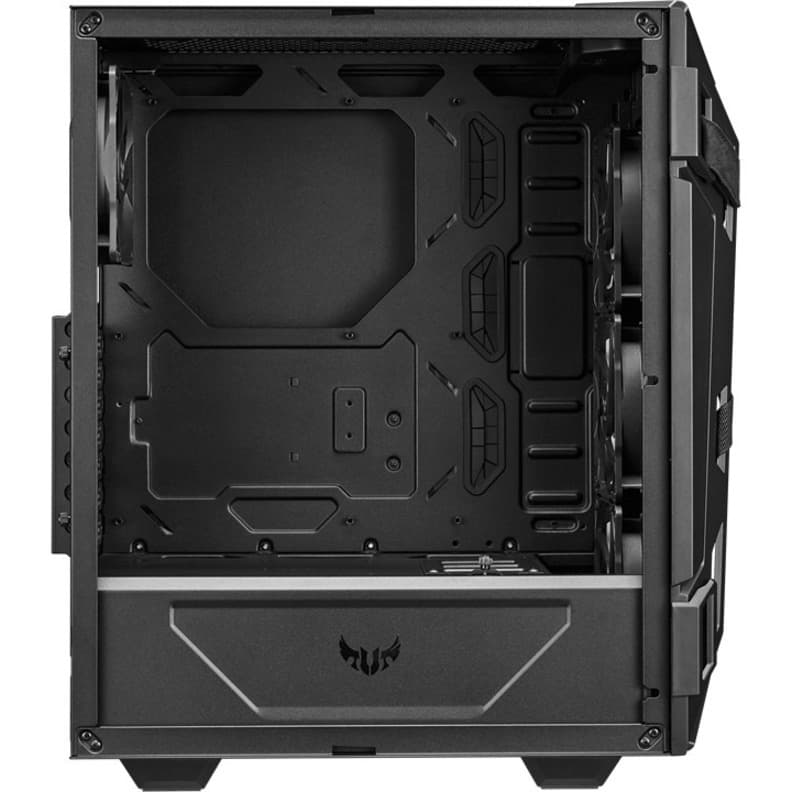 ASUS TUF Gaming GT301 black mid tower PC case with honeycomb front panel, ARGB fans, and USB 3.2 front I/O