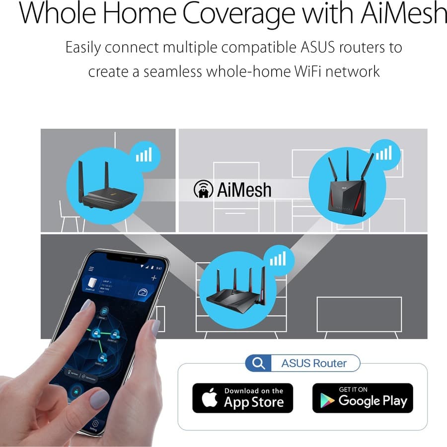 ASUS RT-AX55 AX1800 dual band WiFi 6 Gigabit router with MU-MIMO