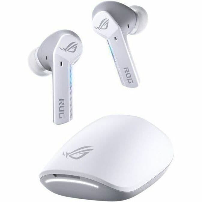 ASUS ROG Cetra True Wireless white gaming earbuds with charging case